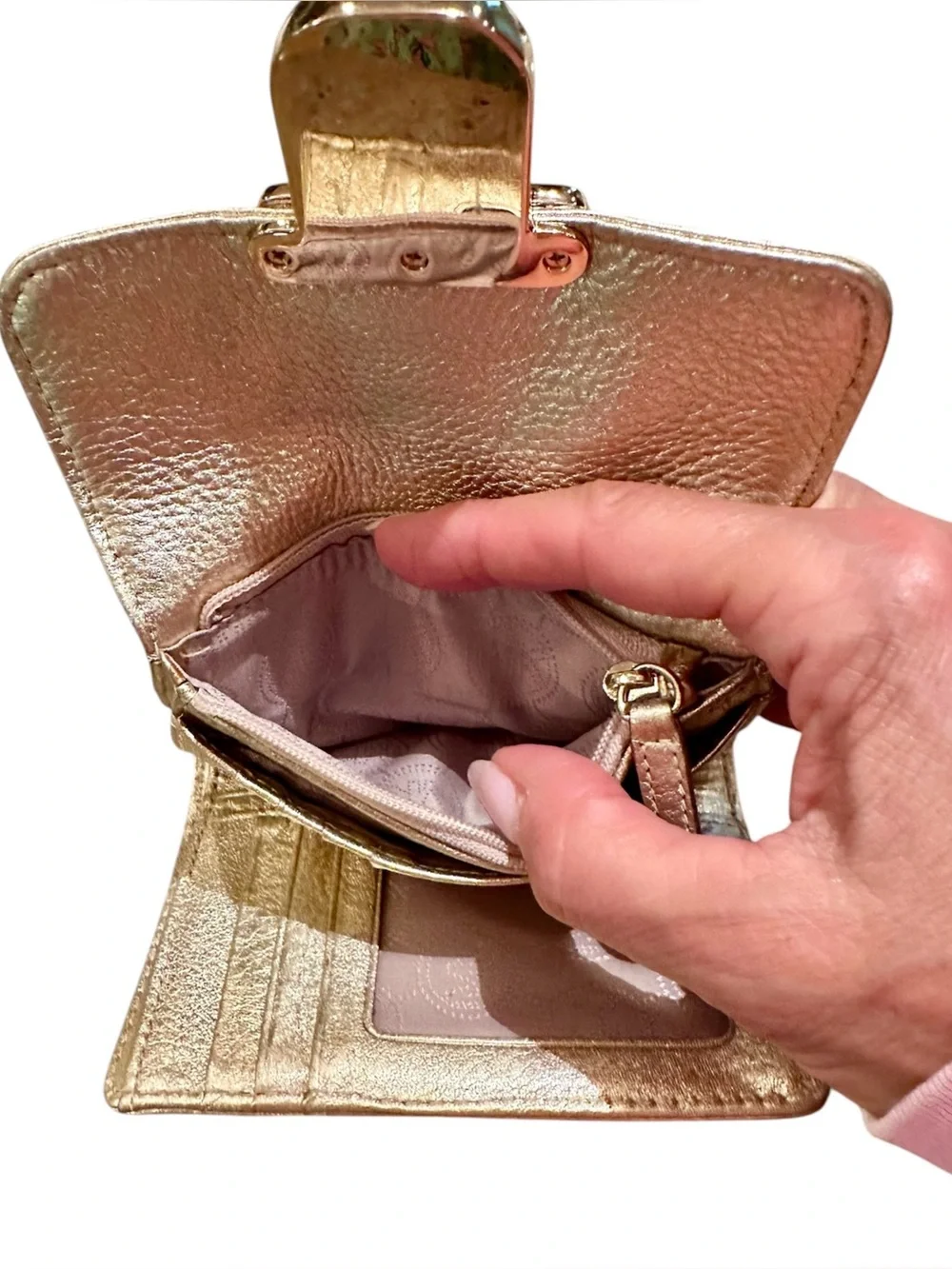 Michael Kors Gold Leather Charlton Compact Wallet